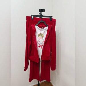 Juicy Couture White Tee with Red Coco Tracksuit Set